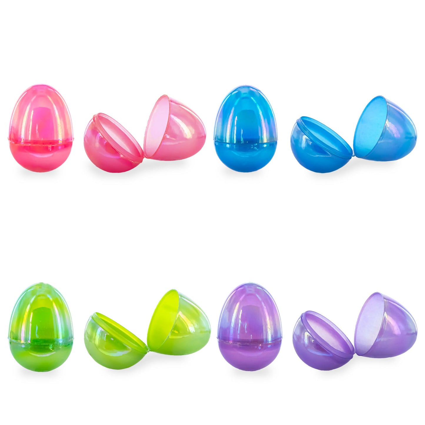 Set of 12 Iridescent Multicolored Plastic Easter Eggs