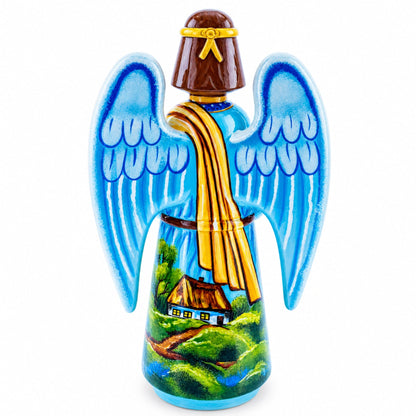 Guardian Angel & Children Ukrainian Hand Carved Solid Wood Figurine 10 Inches