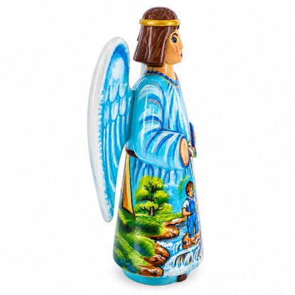 Guardian Angel & Children Ukrainian Hand Carved Solid Wood Figurine 10 Inches
