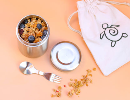 17 oz Eco-Friendly Stainless Steel Insulated Food Jar with Spork & Lunch Bag