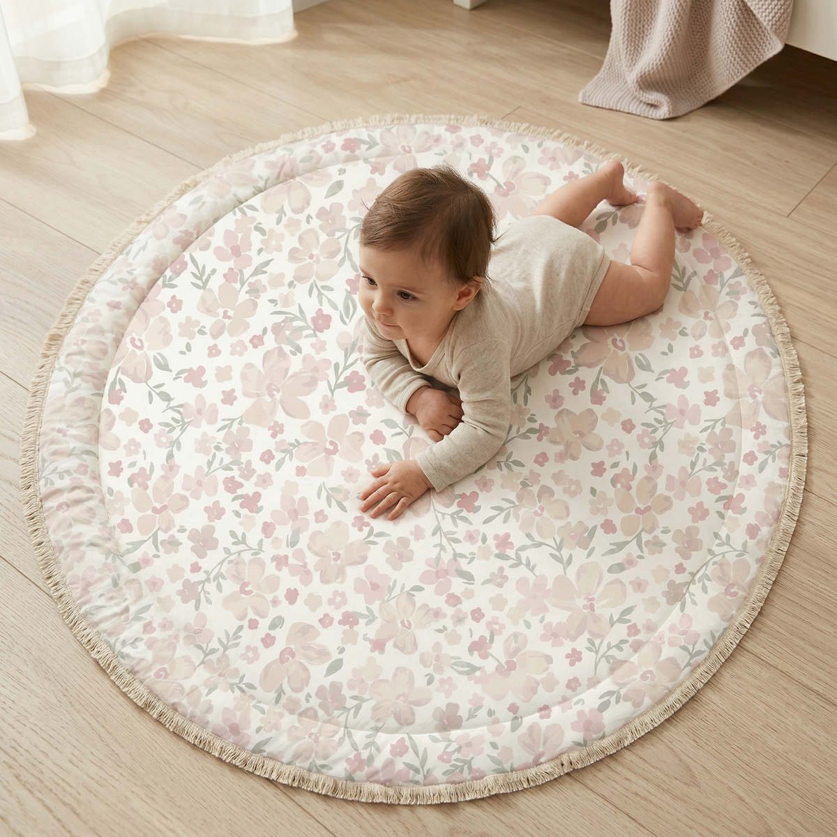Organic Baby Play Mat - Blossom  / Ivory