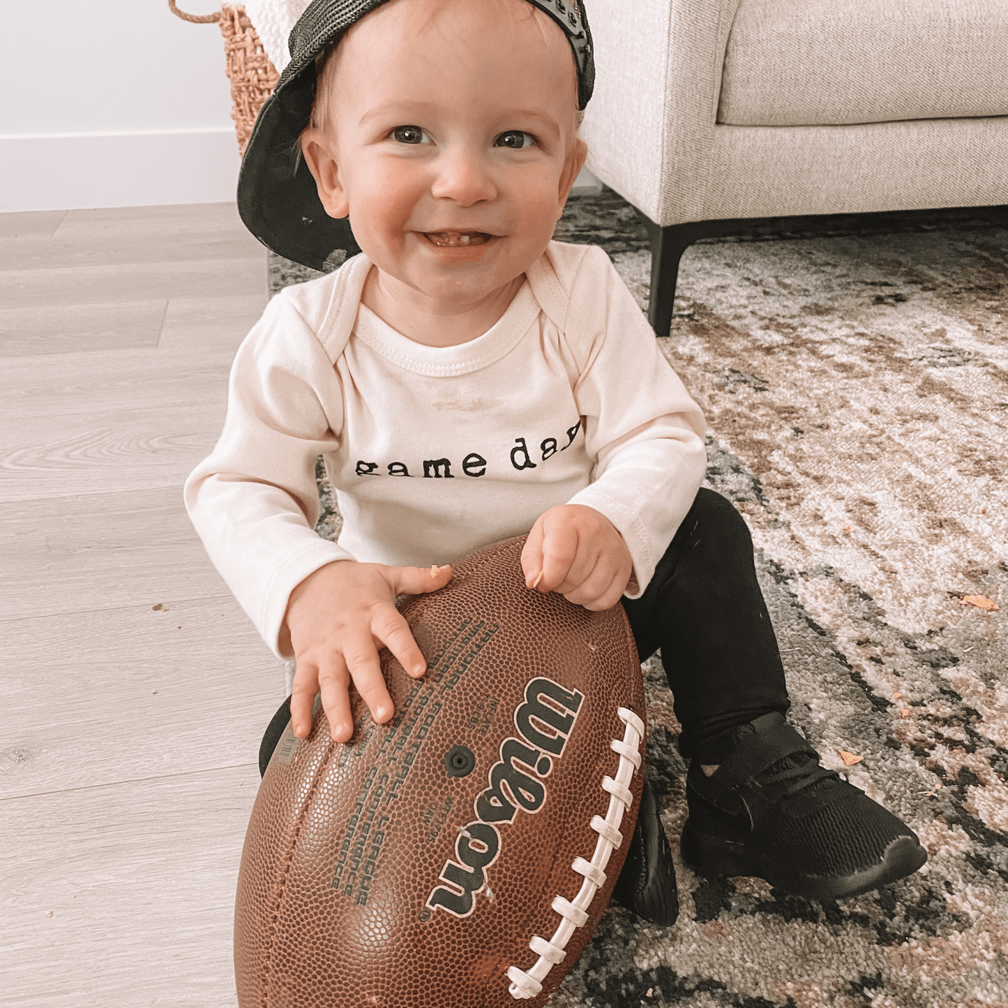 Baby Game Day Graphic Long Sleeve Organic Bodysuit