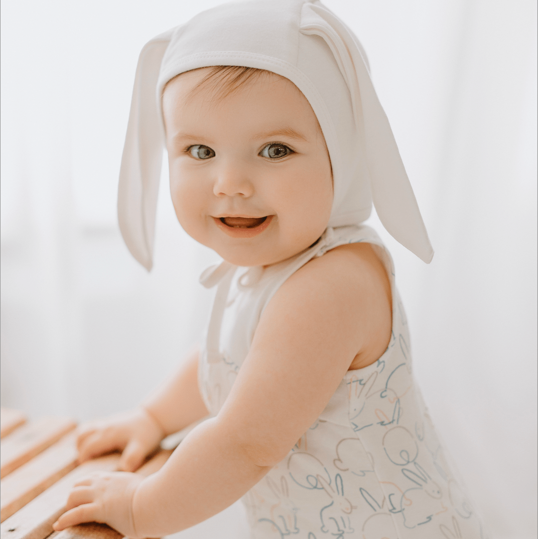 bonnet hat with ears | Ivory