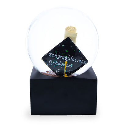 Graduation Hat & Diploma Glass Water Snow Globe