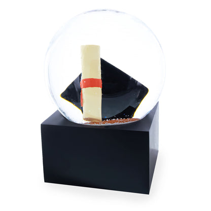 Graduation Hat & Diploma Glass Water Snow Globe