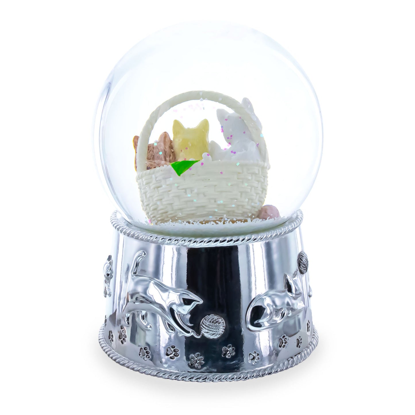 Kittens in a Basket Glass Water Snow Globe