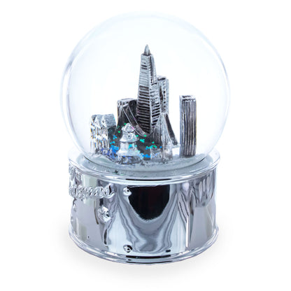 San Francisco Landmarks with Silver Base Glass Water Snow Globe