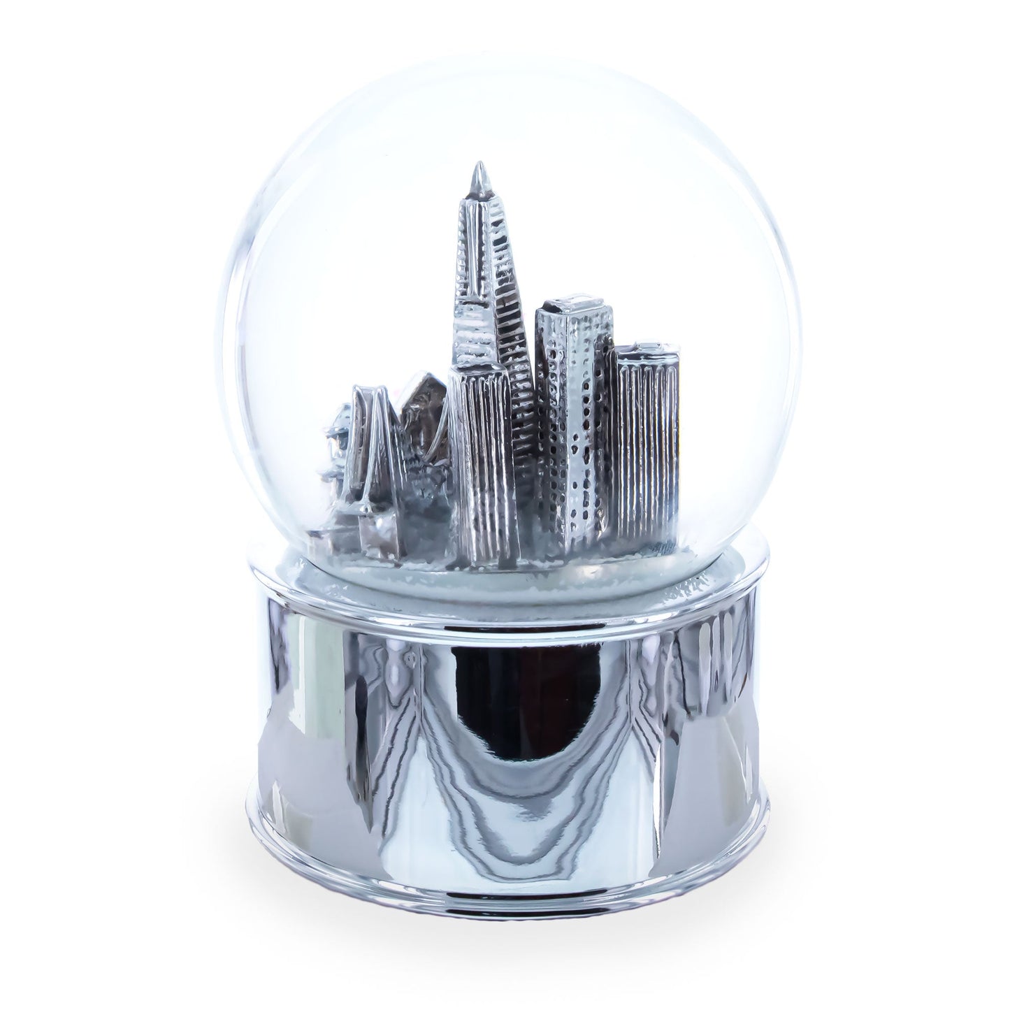 San Francisco Landmarks with Silver Base Glass Water Snow Globe