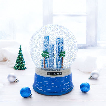 Miami Beach Skyline Glass Water Snow Globe