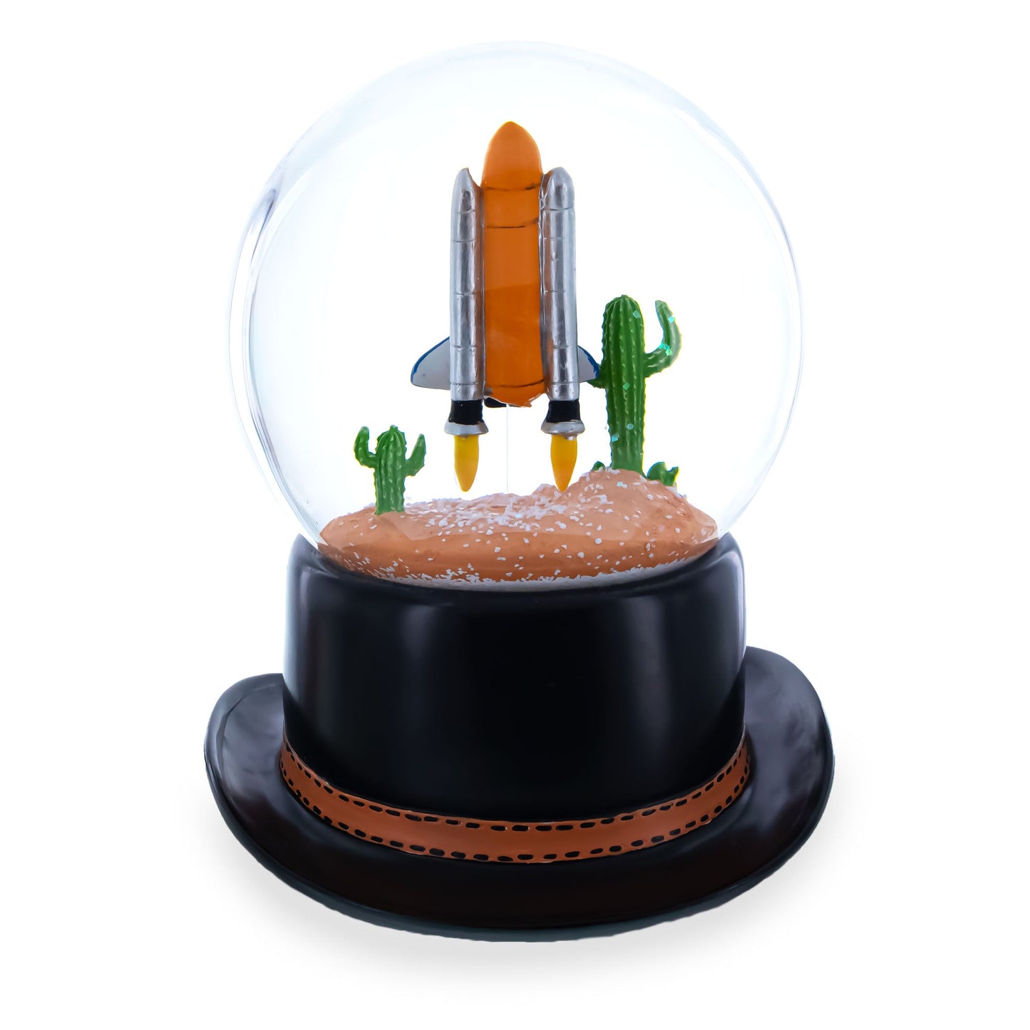 Houston Space Shuttle with Cowboy Hat Base Glass Water Snow Globe