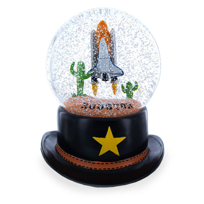 Houston Space Shuttle with Cowboy Hat Base Glass Water Snow Globe
