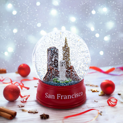 San Francisco Skyline with Iconic Landmarks Glass Water Snow Globe