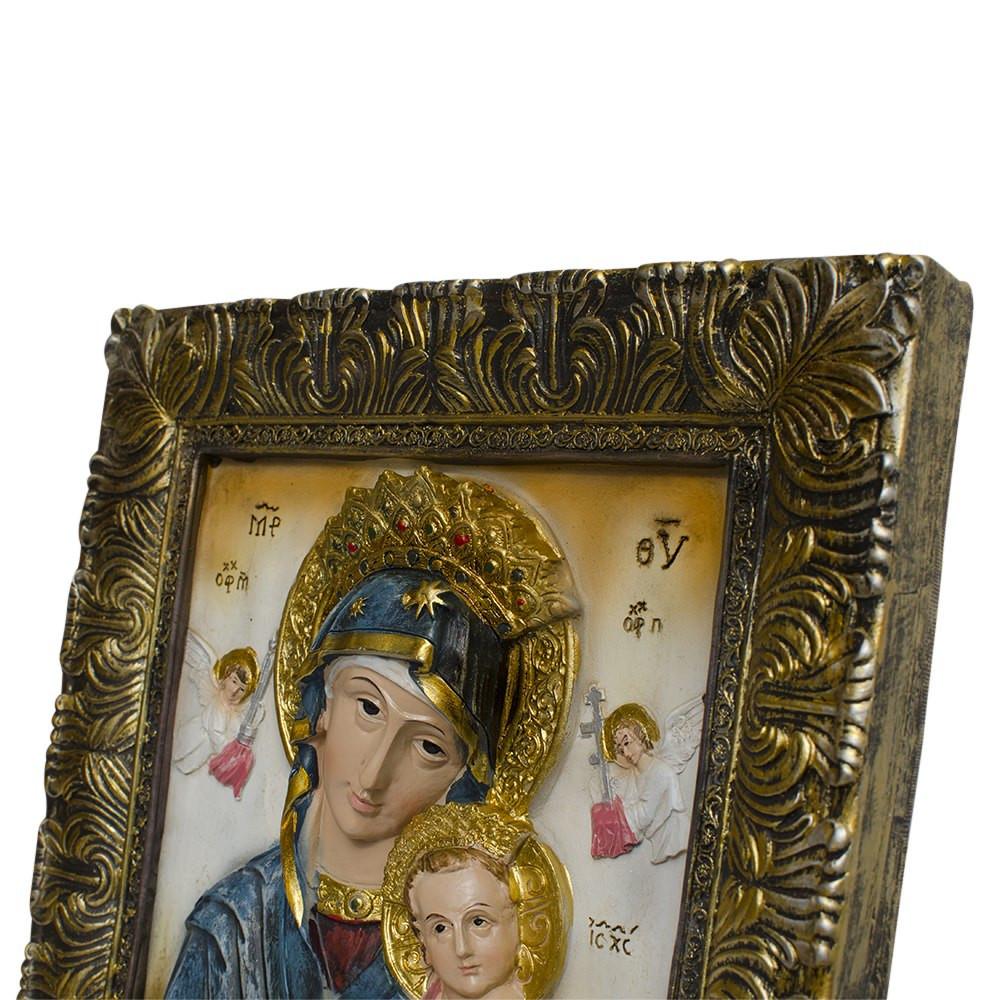Virgin Mary and Baby Jesus Religious Icon – Ornate Framed Wall Art for Christian Home Decor 12 Inches