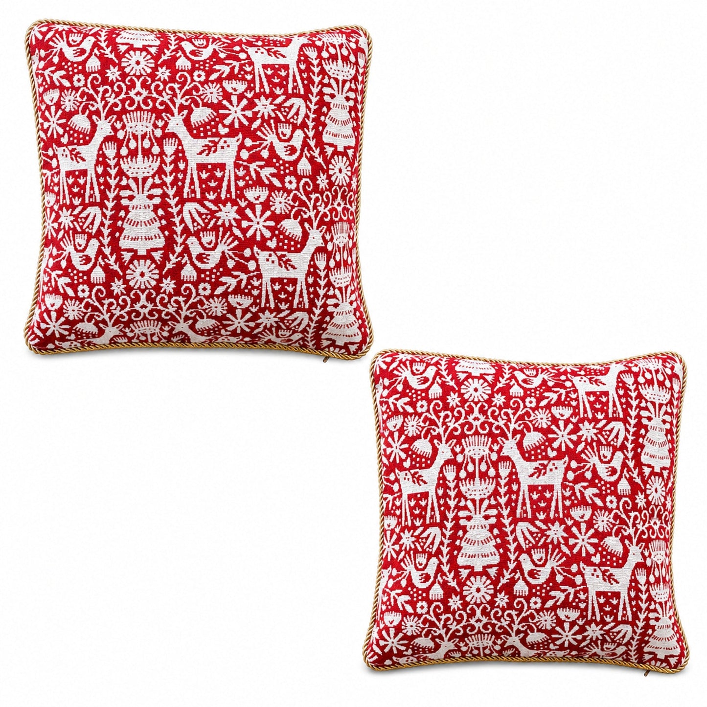 Set of 2 White Deer in the Woods Christmas Throw Cushion Pillow Covers