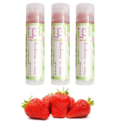 Strawberries n Cream Organic Lip Butter -  Lightly Tinted Shea Lip Butter Balm - 0.15 oz
