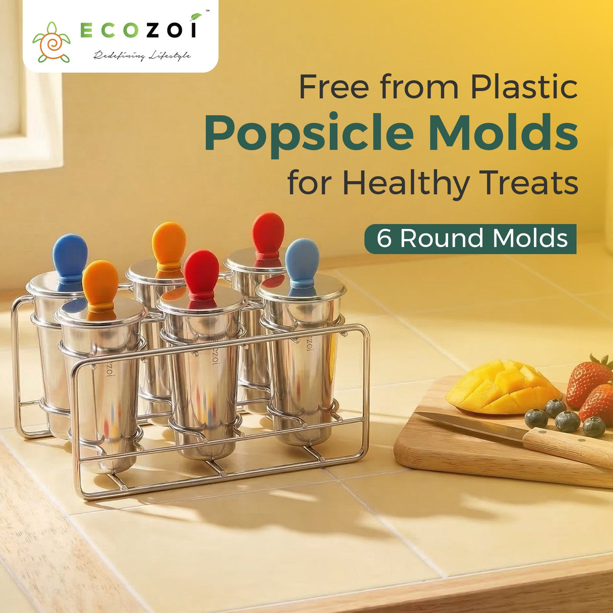 Stainless Steel Popsicle Molds, Round with Stainless Steel Sticks