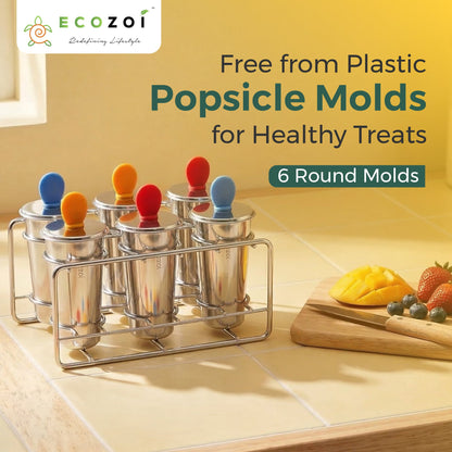 Stainless Steel Popsicle Molds, Round with Stainless Steel Sticks