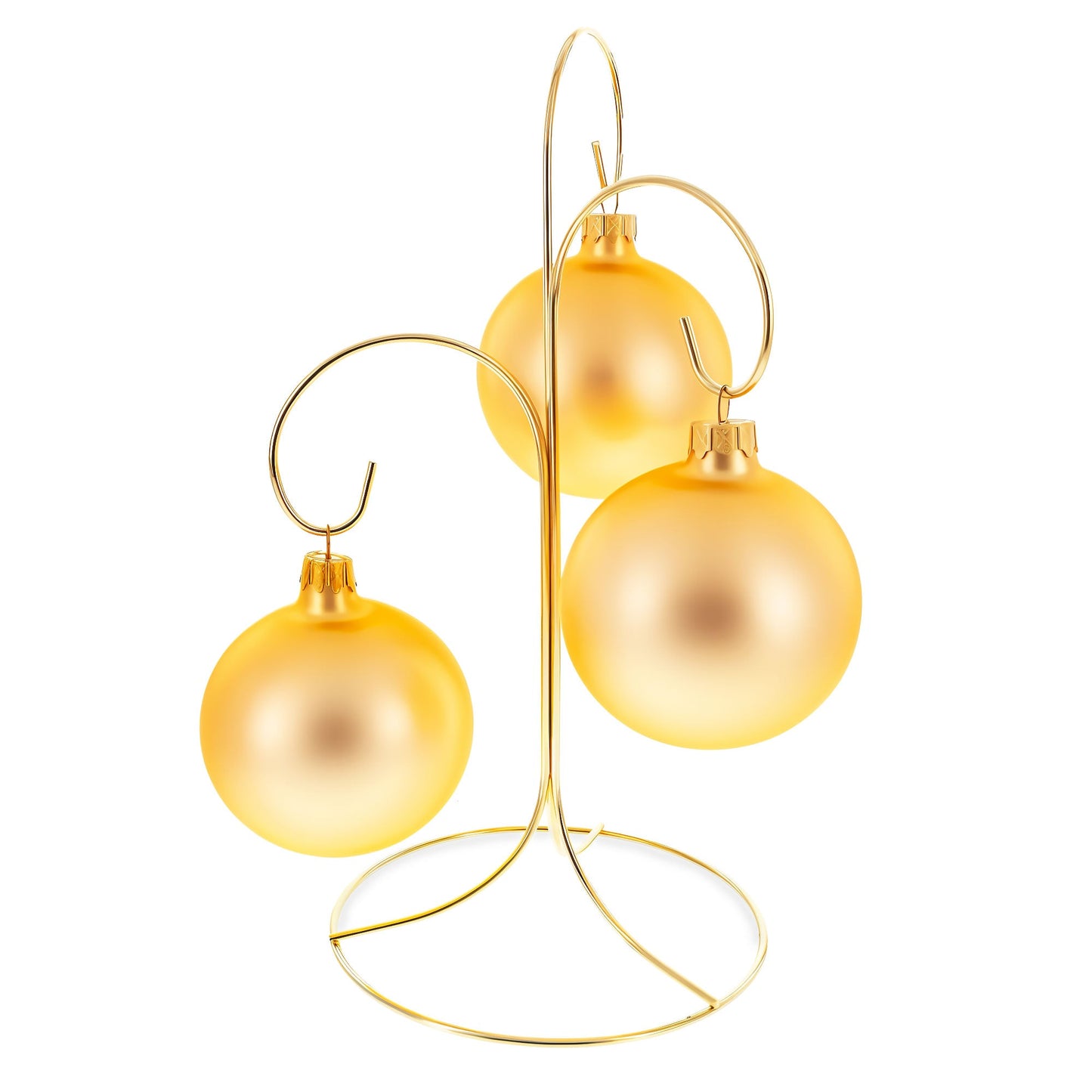 3-Arm 3-Tier Gold Brass Metal Ornament Stand Display 10.75 Inches (Taiwan)