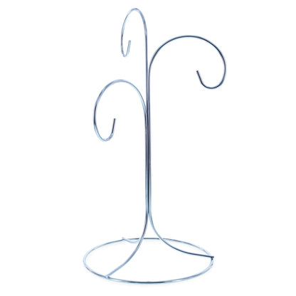 3-Arm 3-Tier Silver Metal Ornament Stand Display 10.75 Inches (Taiwan)