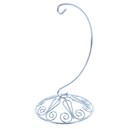 Curved Silver Wire Swirl Base Ornament Stand Display 7 Inches (Taiwan)
