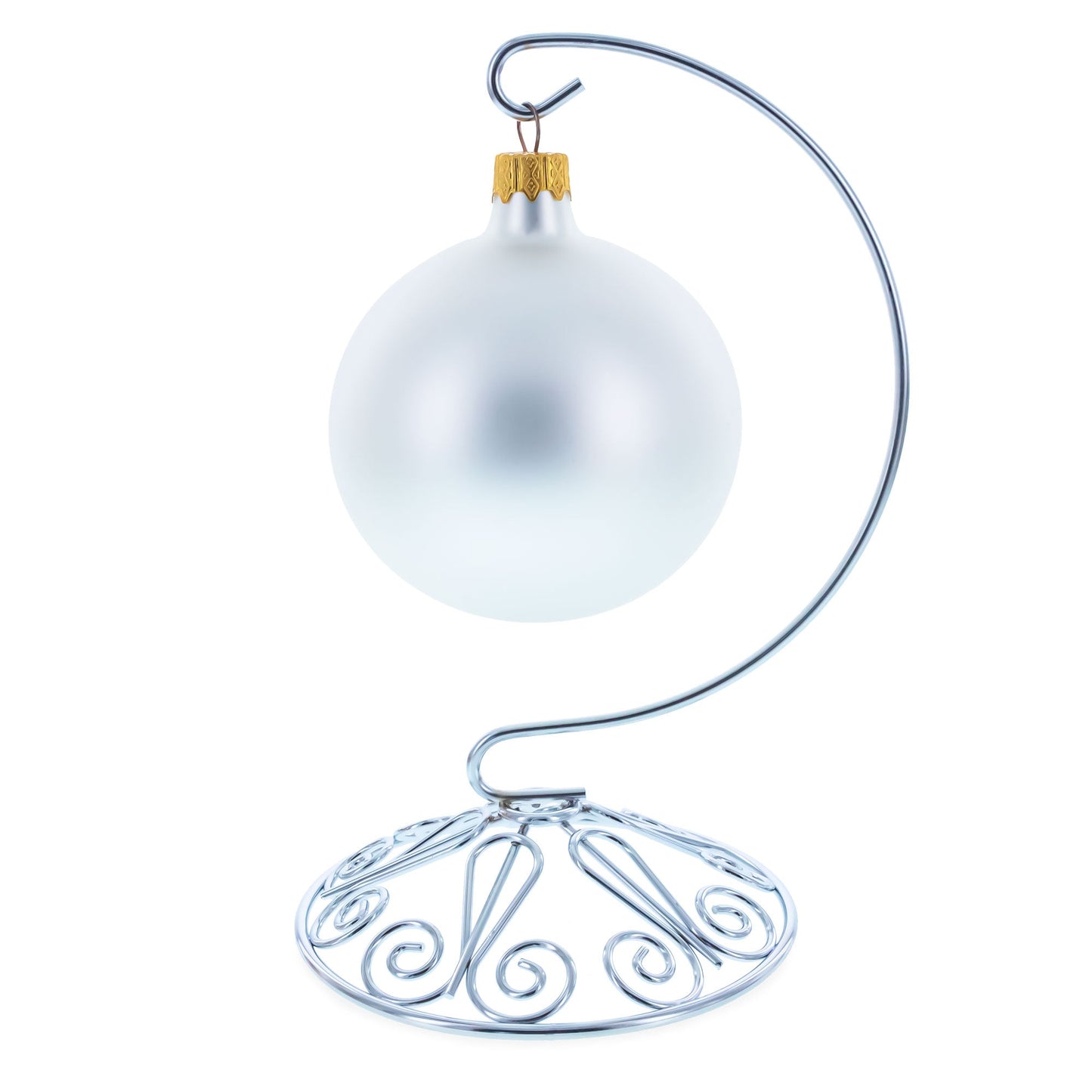 Curved Silver Wire Swirl Base Ornament Stand Display 7 Inches (Taiwan)