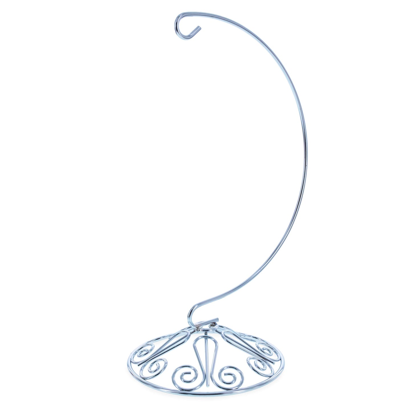 Curved Silver Wire Swirl Base Ornament Stand Display 8.75 Inches (Taiwan)