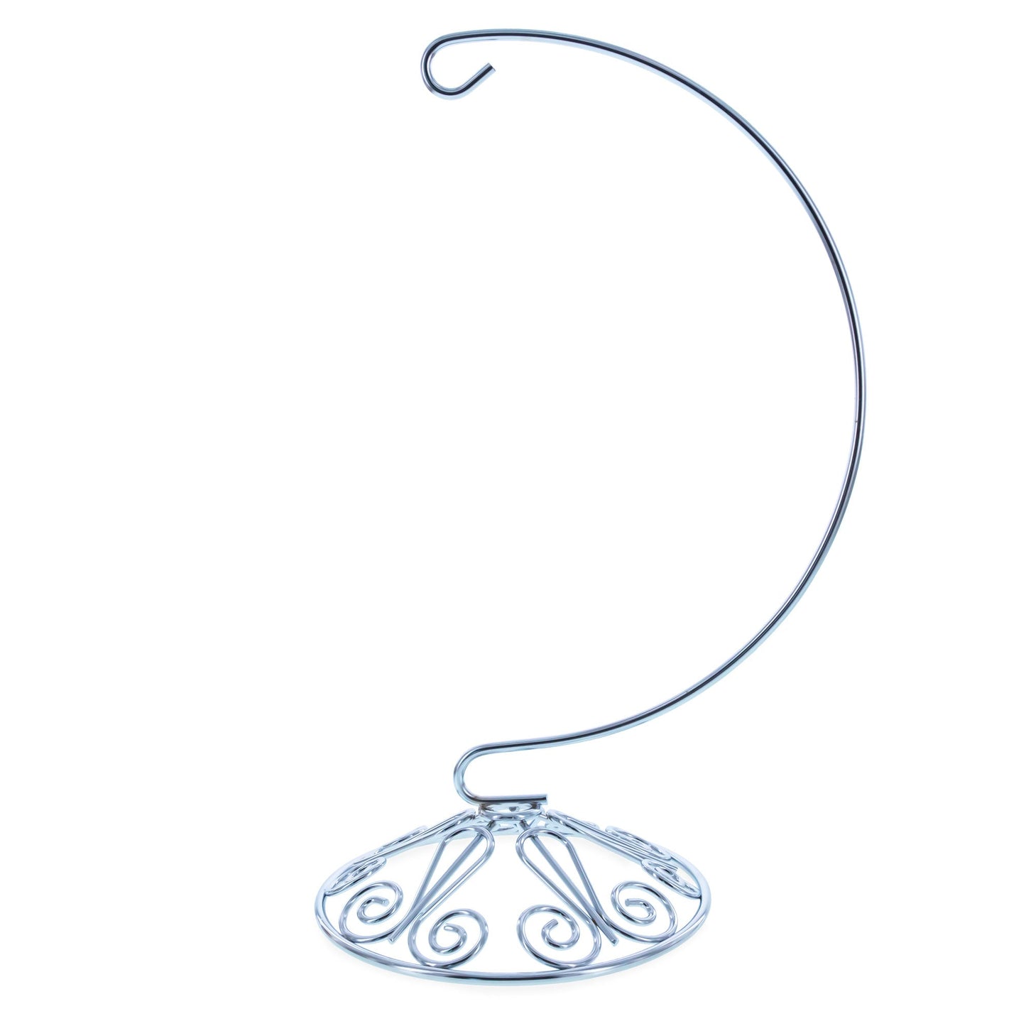 Curved Silver Wire Swirl Base Ornament Stand Display 8.75 Inches (Taiwan)