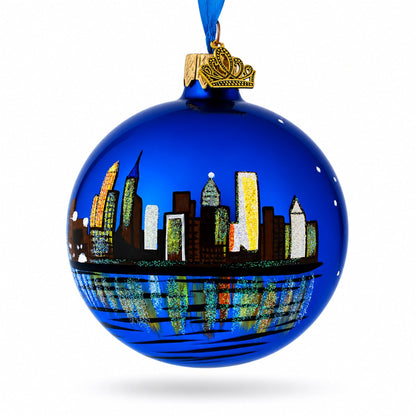 Memphis at Night, Tennessee Glass Ball Christmas Ornament 3.25 Inches