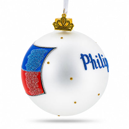Flag of Philippines Glass Ball Christmas Ornament 3.25 Inches