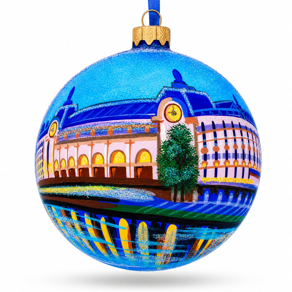 Louvre Museum, Paris, France Glass Ball Christmas Ornament 4 Inches
