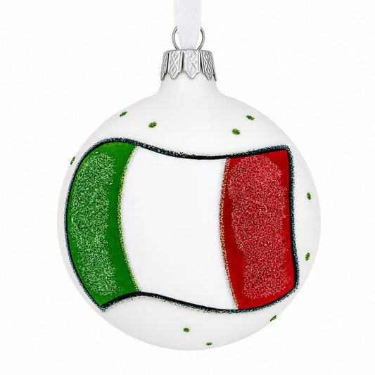 Flag of Italy Glass Ball Christmas Ornament 3.25 Inches