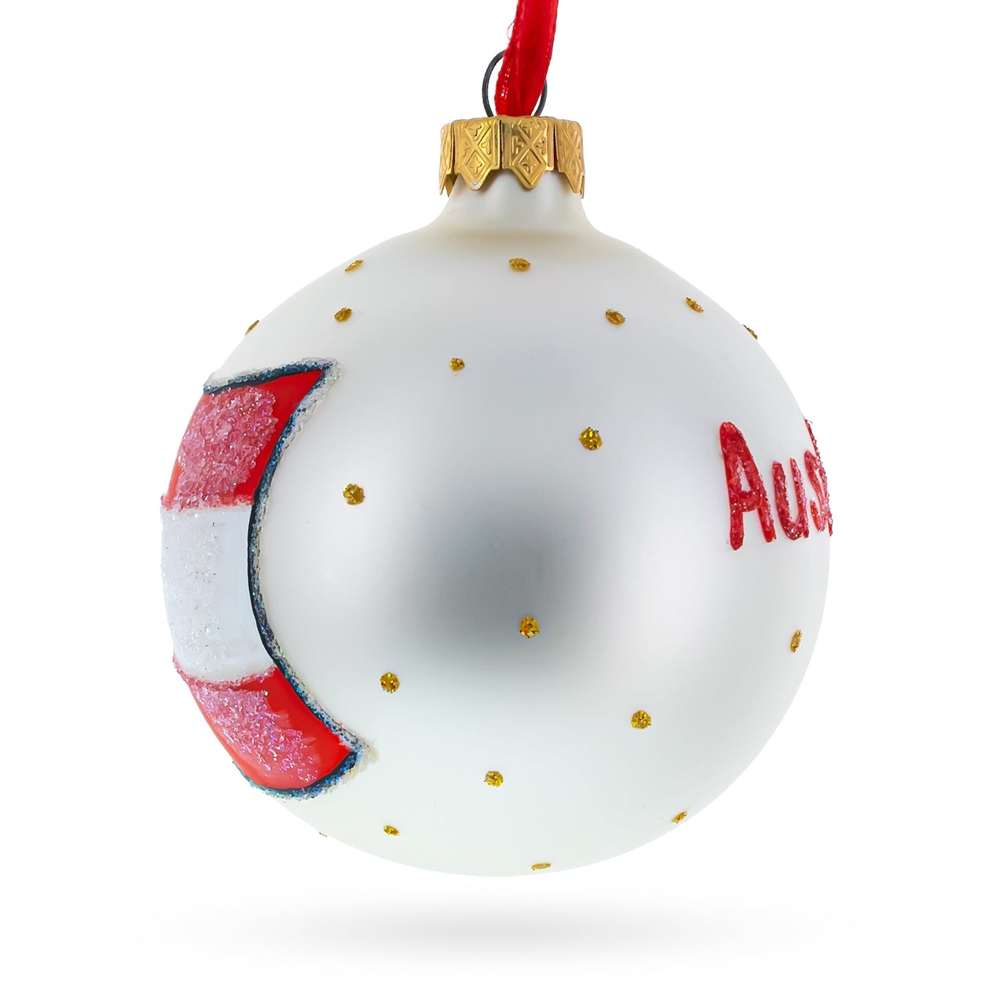 Flag of Austria Glass Ball Christmas Ornament 3.25 Inches