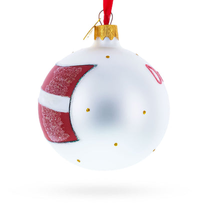 Flag of Denmark Glass Ball Christmas Ornament 3.25 Inches
