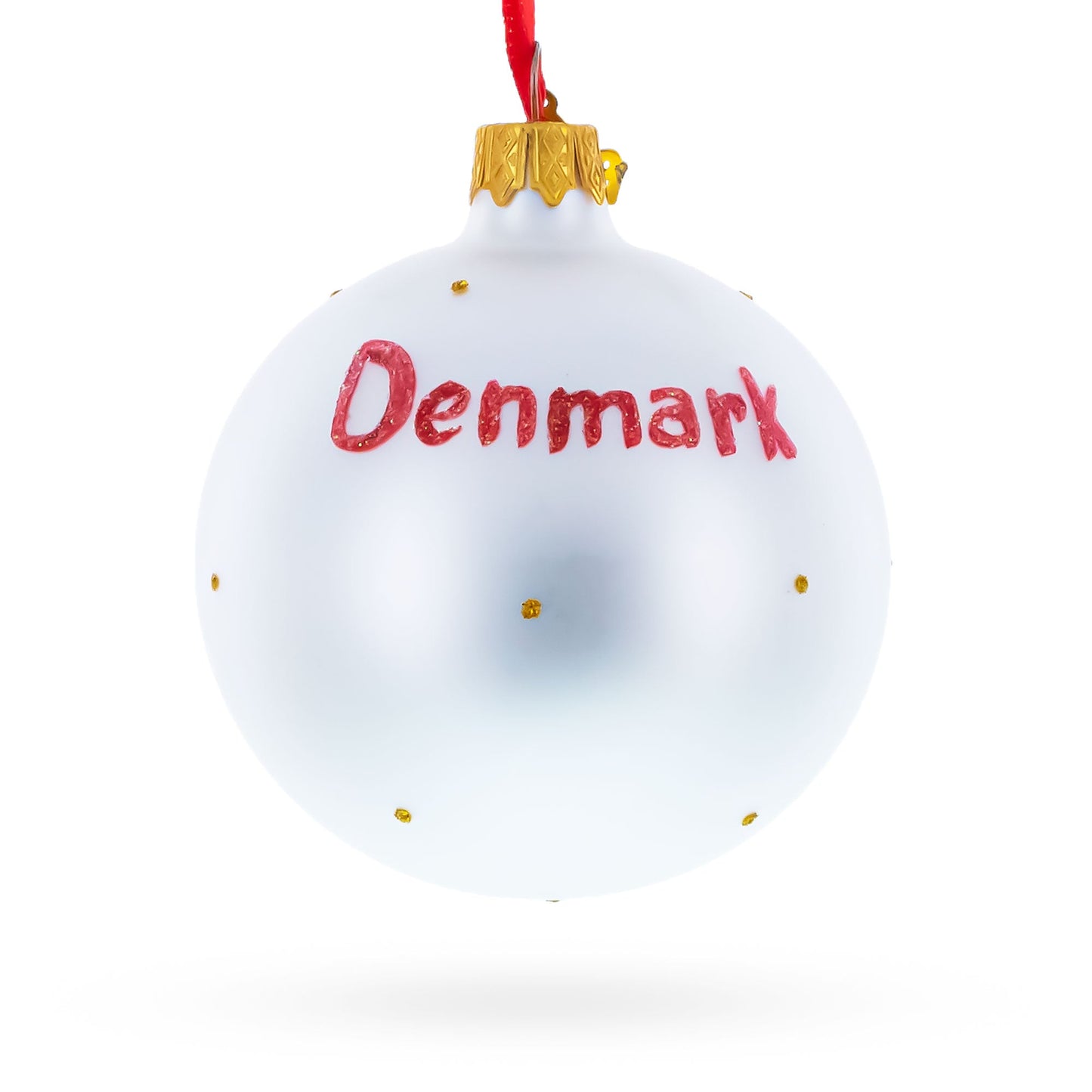 Flag of Denmark Glass Ball Christmas Ornament 3.25 Inches