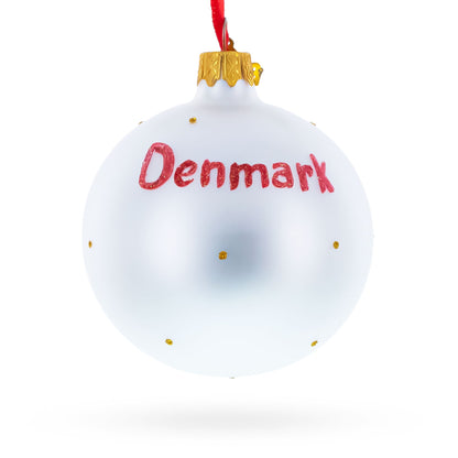 Flag of Denmark Glass Ball Christmas Ornament 3.25 Inches