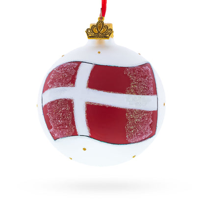 Flag of Denmark Glass Ball Christmas Ornament 3.25 Inches