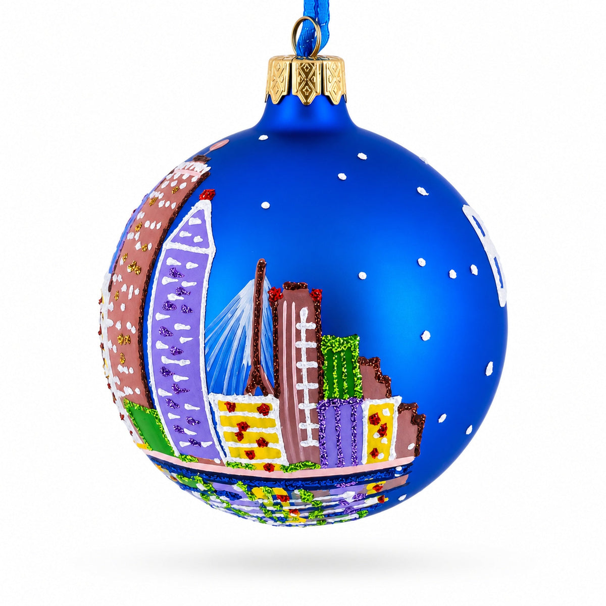 Boston, Massachusetts, USA Glass Ball Christmas Ornament 3.25 Inches