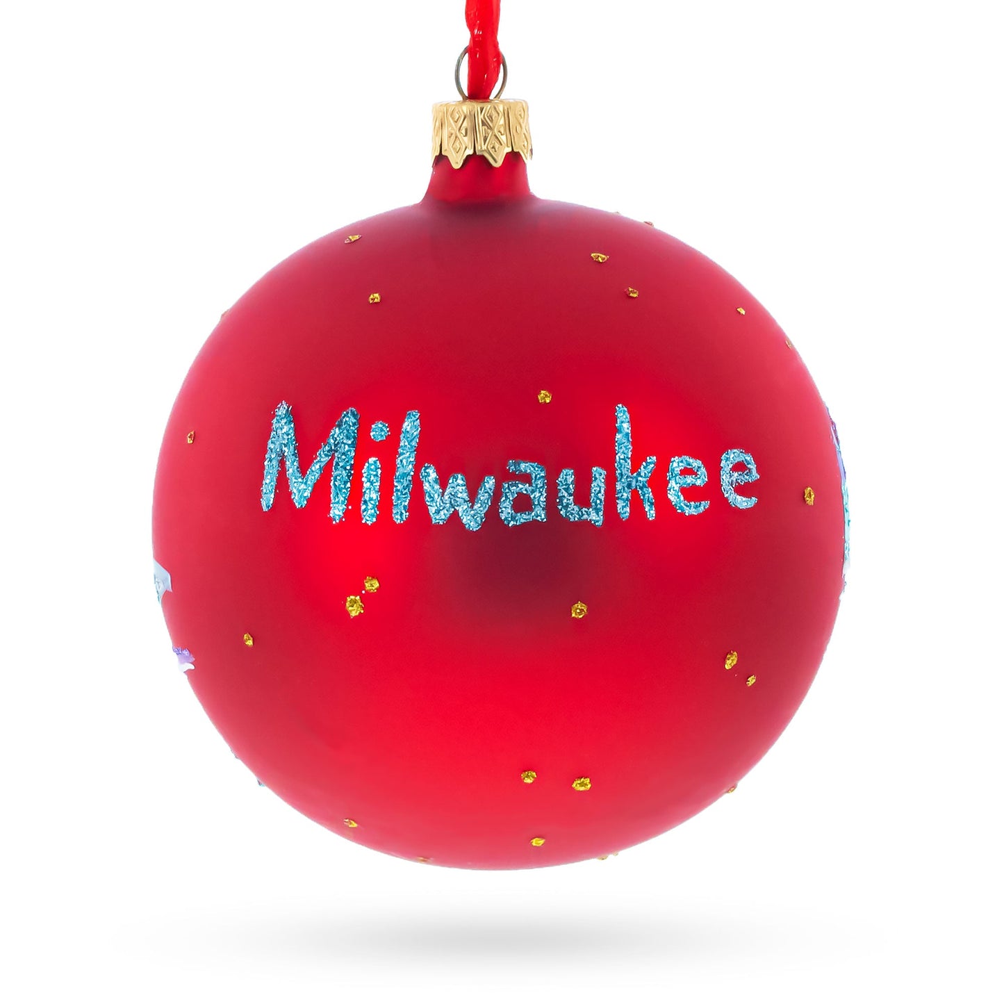 Milwaukee, Wisconsin, USA Glass Ball Christmas Ornament 4 Inches
