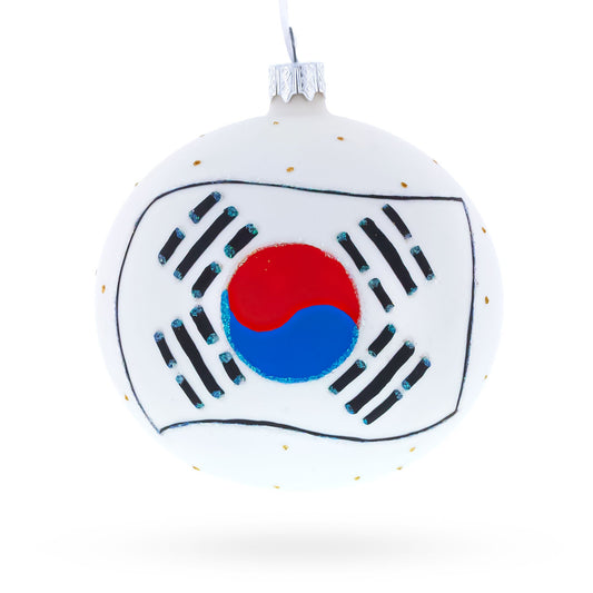 Flag of South Korea Glass Ball Christmas Ornament 4 Inches