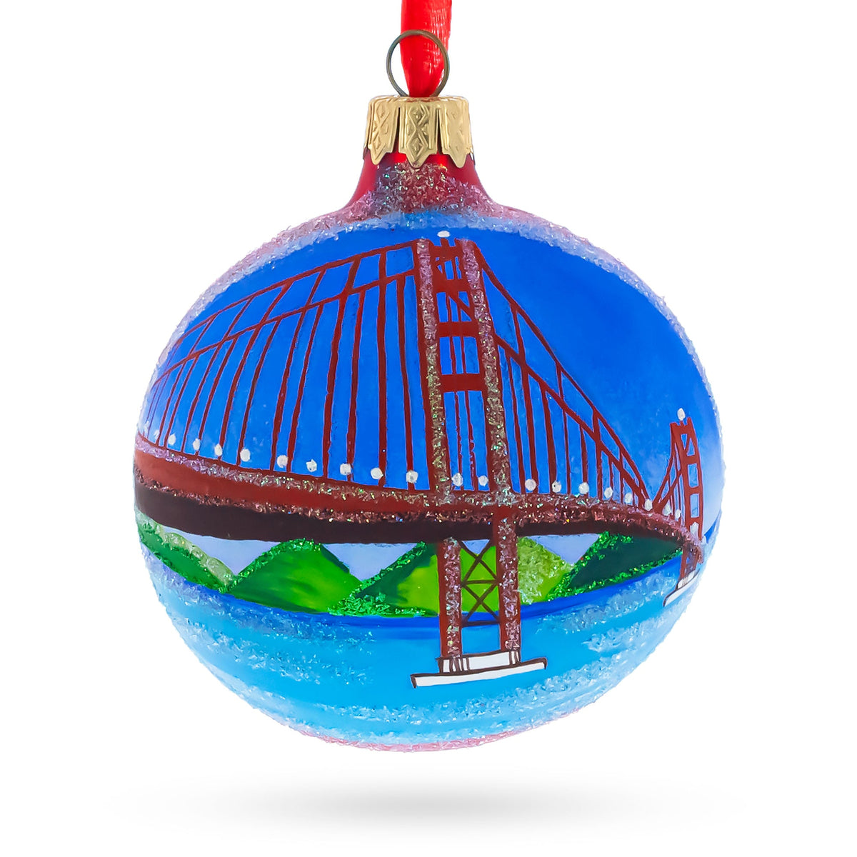 Golden Gate Bridge, San Francisco, California, USA Glass Christmas Ornament 3.25 Inches