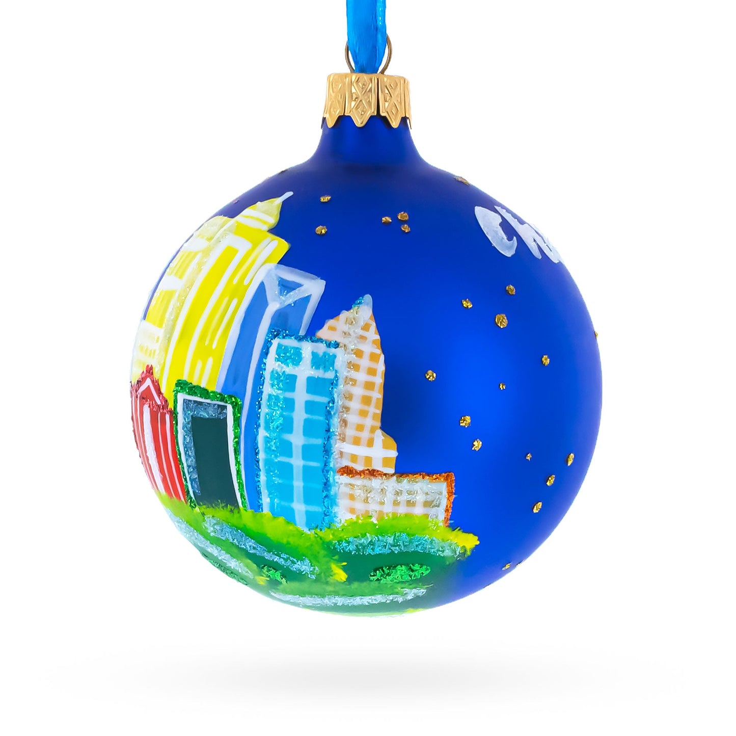 Charlotte, North Carolina, USA Glass Christmas Ornament 3.25 Inches