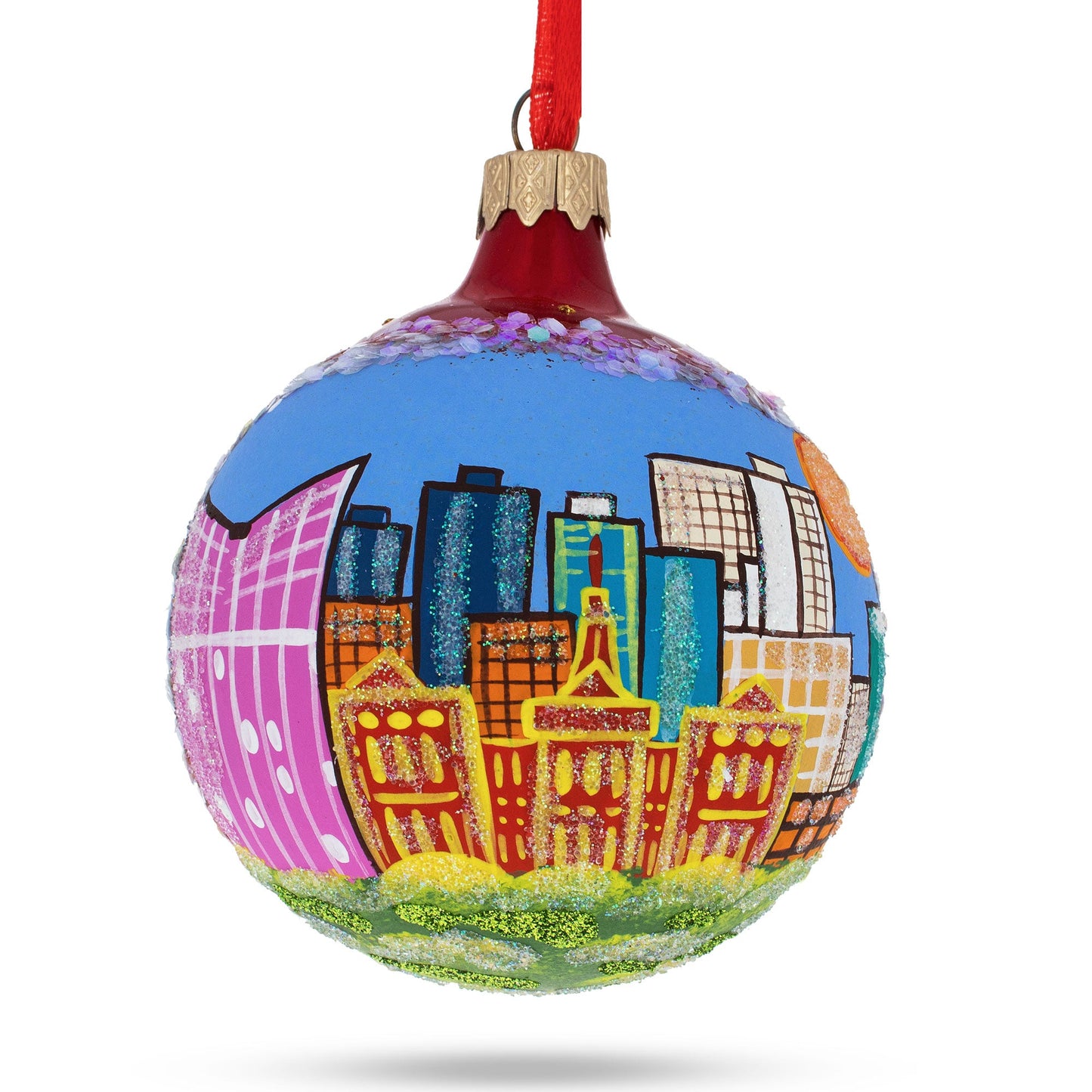 Fort Worth, Texas, USA Glass Christmas Ornament 3.25 Inches