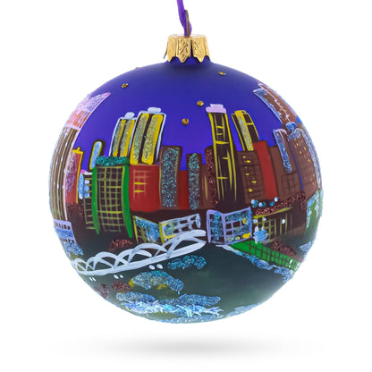 Fort Worth, Texas, USA Glass Ball Christmas Ornament 4 Inches