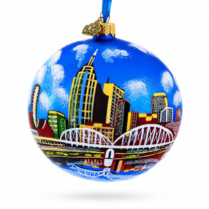 Nashville, Tennessee, USA Glass Ball Christmas Ornament 4 Inches