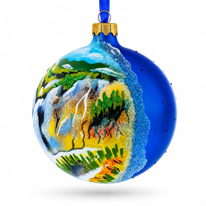 Yellowstone National Park, Wyoming Glass Ball Christmas Ornament 4 Inches
