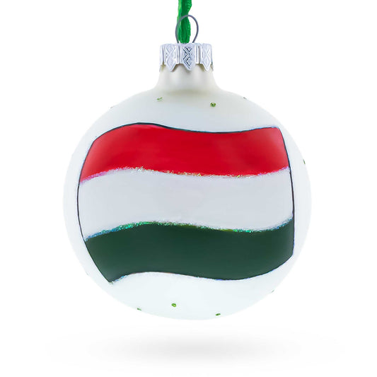 Flag of Hungary Glass Ball Christmas Ornament 3.25 Inches