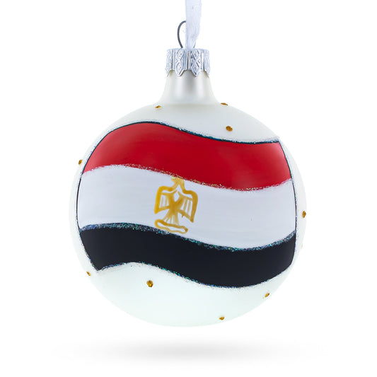 Flag of Egypt Glass Ball Christmas Ornament 3.25 Inches