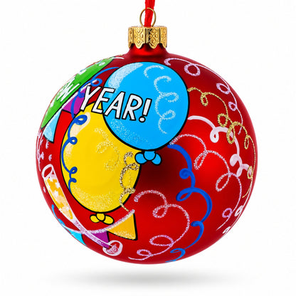 New Year Celebration Glass Ball Christmas Ornament 4 Inches