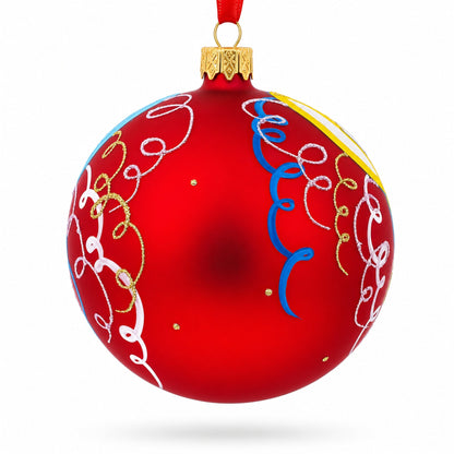 New Year Celebration Glass Ball Christmas Ornament 4 Inches