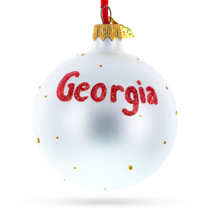 Flag of Georgia Glass Ball Christmas Ornament 3.25 Inches